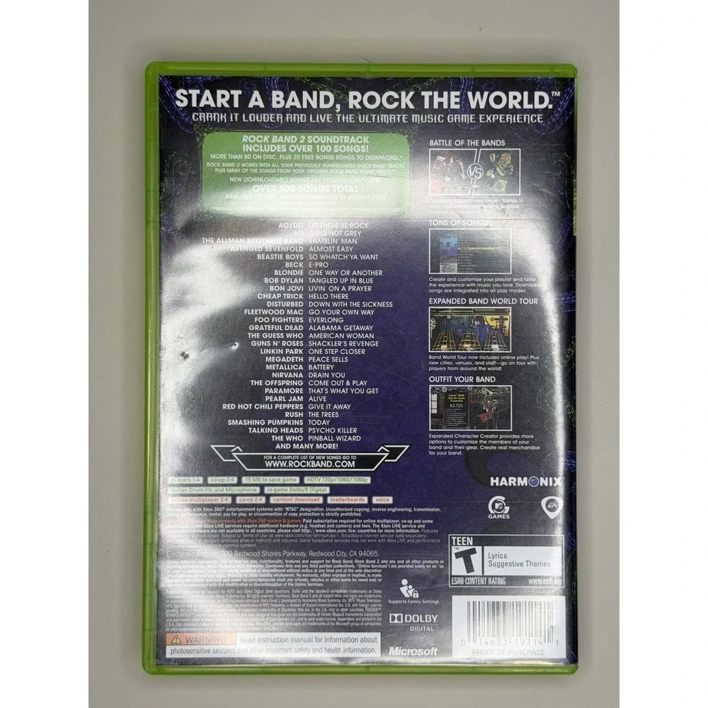 Rock Band 2 Microsoft Xbox 360, 2008, Complete with Manual